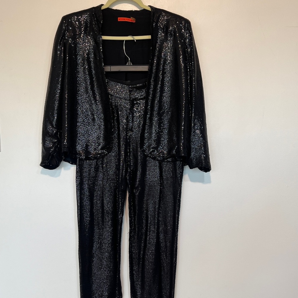 Alice + Olivia Black Sequin Blazer